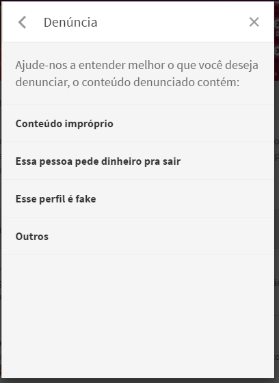 Categorias de denúncia