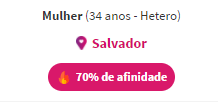 Porcentagem de afinidade no perfil