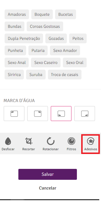 Opção Adesivos